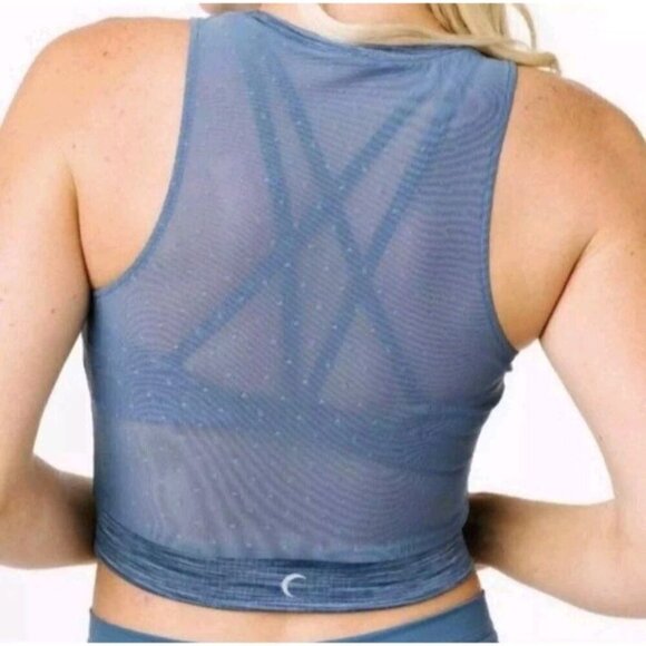 Zyia Active Women's Size Medium Mesh Cropped Blue Tank - Picture 3 of 12